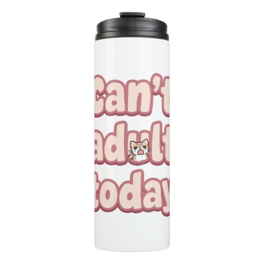 Cute Pink Graphic with Peeking Cat Thermosbecher (Vorderseite)