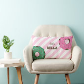 Cute Pink & Green Donut Baby Throw Pillow Lendenkissen (Stuhl )