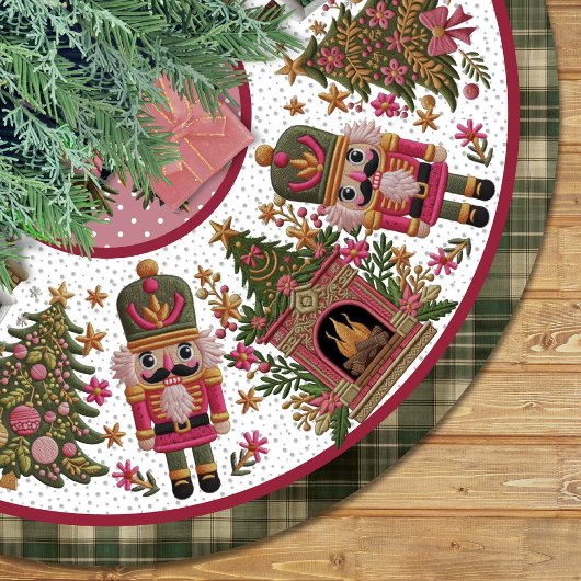 Cute pink green nutcracker christmas printed polyester weihnachtsbaumdecke
