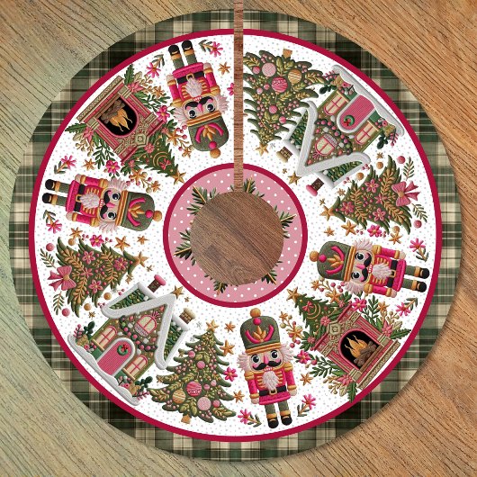 Cute pink green nutcracker christmas printed polyester weihnachtsbaumdecke