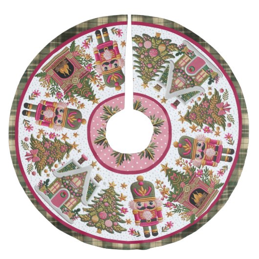 Cute pink green nutcracker christmas printed polyester weihnachtsbaumdecke (Vorderseite)