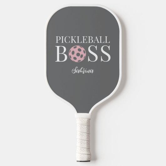 Cute Pink Grey Pickleball Boss  Pickleball Schläger (Vorderseite)