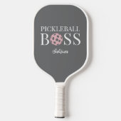 Cute Pink Grey Pickleball Boss  Schläger (Rückseite)