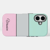 Cute Pink Grey Teal Personalized Phone Case-Mate iPhone Hülle (Rückseite (Horizontal))