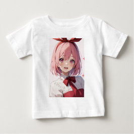Cute Pink-Haired Anime Girl Illustration Baby T-shirt