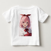 Cute Pink-Haired Anime Girl Illustration Baby T-shirt (Rückseite)