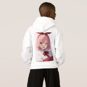 Cute Pink-Haired Anime Girl Illustration Hoodie (Schwarz voll)