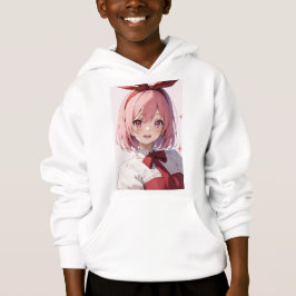 Cute Pink-Haired Anime Girl Illustration Hoodie