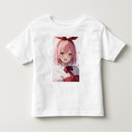 Cute Pink-Haired Anime Girl Illustration Kleinkind T-shirt