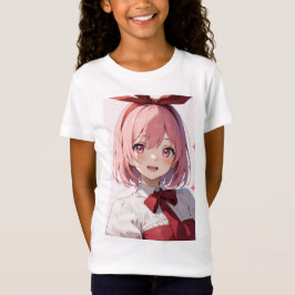 Cute Pink-Haired Anime Girl Illustration T-Shirt