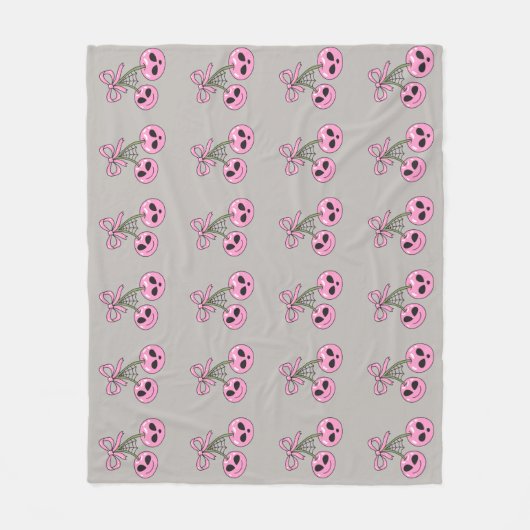  cute pink Halloween cherry illustration  Fleecedecke (Vorderseite)