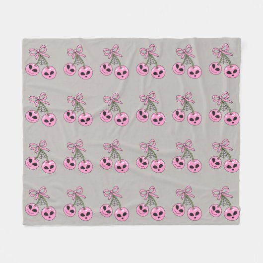  cute pink Halloween cherry illustration  Fleecedecke (Vorderseite (Horizontal))