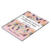 Cute Pink Happiness Quote Inspirational Floral Art Notizblock (Linke Seite)
