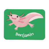 Cute pink happy axolotl magnet (Horizontal)