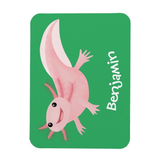 Cute pink happy axolotl magnet (Vertikal)