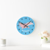 Cute pink happy axolotl runde wanduhr (Zuhause)