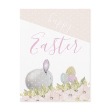 Cute Pink Happy Bunny Watercolor