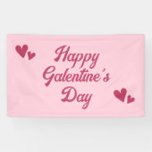 Cute Pink Happy Galentines Day Party Banner (Horizontal)