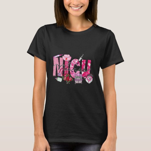 Cute Pink Heart Leopard Happy Valentines Day NICU T-Shirt (Vorderseite)