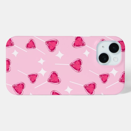 Cute Pink Heart Lollipop Seamless Pattern Case-Mate iPhone Hülle (Rückseite (Horizontal))