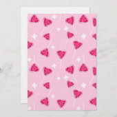 Cute Pink Heart Lollipop Seamless Pattern Einladung (Vorne/Hinten)