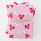 Cute Pink Heart Lollipop Seamless Pattern Geschenkpapier Set (Beispiel)