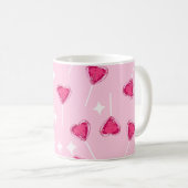 Cute Pink Heart Lollipop Seamless Pattern Kaffeetasse (VorderseiteRechts)