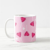 Cute Pink Heart Lollipop Seamless Pattern Kaffeetasse (Links)