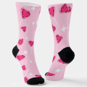 Cute Pink Heart Lollipop Seamless Pattern Socken (Gewinkelt)