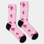 Cute Pink Heart Lollipop Seamless Pattern Socken (Rechts)