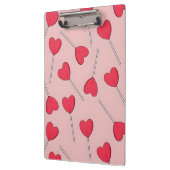 Cute Pink Heart Lollipops Seamless Pattern Klemmbrett (Links)