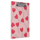Cute Pink Heart Lollipops Seamless Pattern Klemmbrett (Rechts)