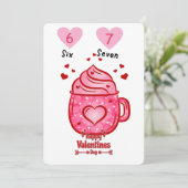 Cute Pink Heart Mug Valentine's Day Greeting Card Einladung (Stehend Vorderseite)