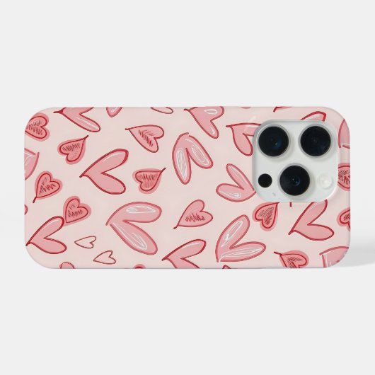 Cute Pink Heart Pattern Phone Case iPhone Hülle (Rückseite (Horizontal))