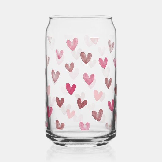 Cute Pink Heart Pattern – Romantic &Stylish Design Dosenglas (Rückseite)