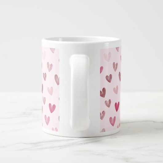 Cute Pink Heart Pattern – Romantic &Stylish Design Jumbo-Tasse (Rückseite)
