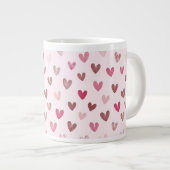 Cute Pink Heart Pattern – Romantic &Stylish Design Jumbo-Tasse (Vorderseite Rechts)
