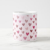 Cute Pink Heart Pattern – Romantic &Stylish Design Jumbo-Tasse (Vorderseite)