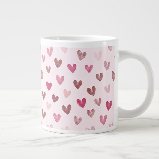 Cute Pink Heart Pattern – Romantic &Stylish Design Jumbo-Tasse (Rechts)