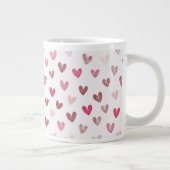 Cute Pink Heart Pattern – Romantic &Stylish Design Jumbo-Tasse (Rechts)