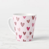 Cute Pink Heart Pattern – Romantic &Stylish Design Milchtasse (Linke Ecke)