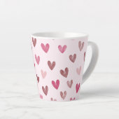 Cute Pink Heart Pattern – Romantic &Stylish Design Milchtasse (Rechte Ecke)