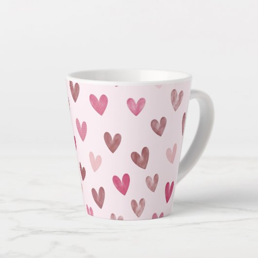 Cute Pink Heart Pattern – Romantic &Stylish Design Milchtasse (Rechte Ecke)