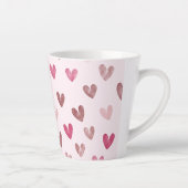 Cute Pink Heart Pattern – Romantic &Stylish Design Milchtasse (Rechts)