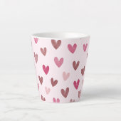Cute Pink Heart Pattern – Romantic &Stylish Design Milchtasse (Vorderseite)