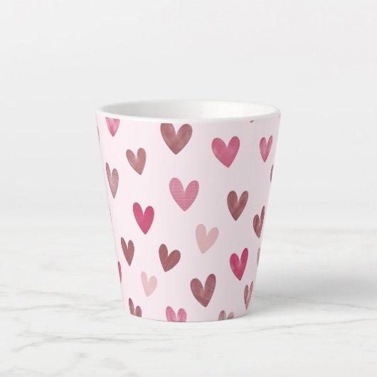 Cute Pink Heart Pattern – Romantic &Stylish Design Milchtasse (Vorderseite)