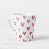 Cute Pink Heart Pattern – Romantic &Stylish Design Milchtasse (Linke Ecke)
