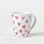 Cute Pink Heart Pattern – Romantic &Stylish Design Milchtasse (Rechte Ecke)