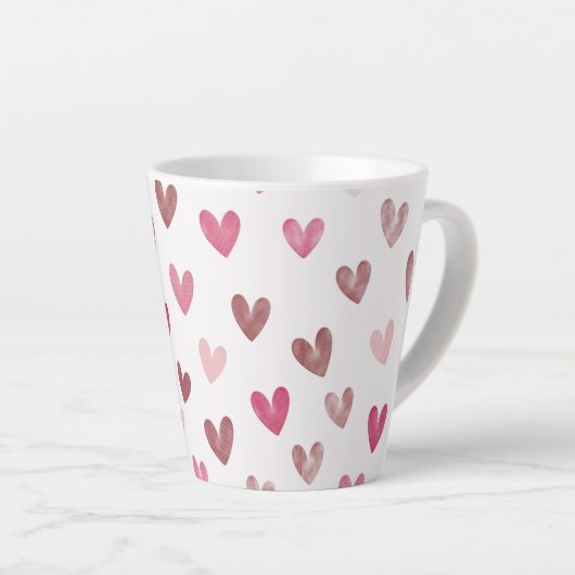 Cute Pink Heart Pattern – Romantic &Stylish Design Milchtasse (Rechte Ecke)