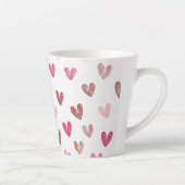 Cute Pink Heart Pattern – Romantic &Stylish Design Milchtasse (Rechts)
